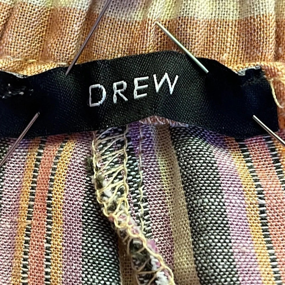 Drew Agave Linen Blend Split Side Tulip Hem Striped Pants - Size Medium - Picture 5 of 7